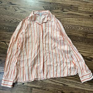 White orange striped button-up silk Allegory shirt